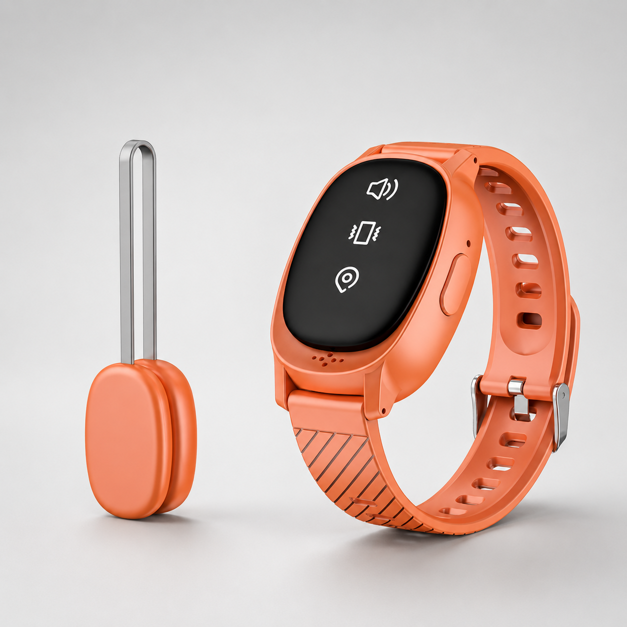 The Driftwell sensor and wristband device on a white background