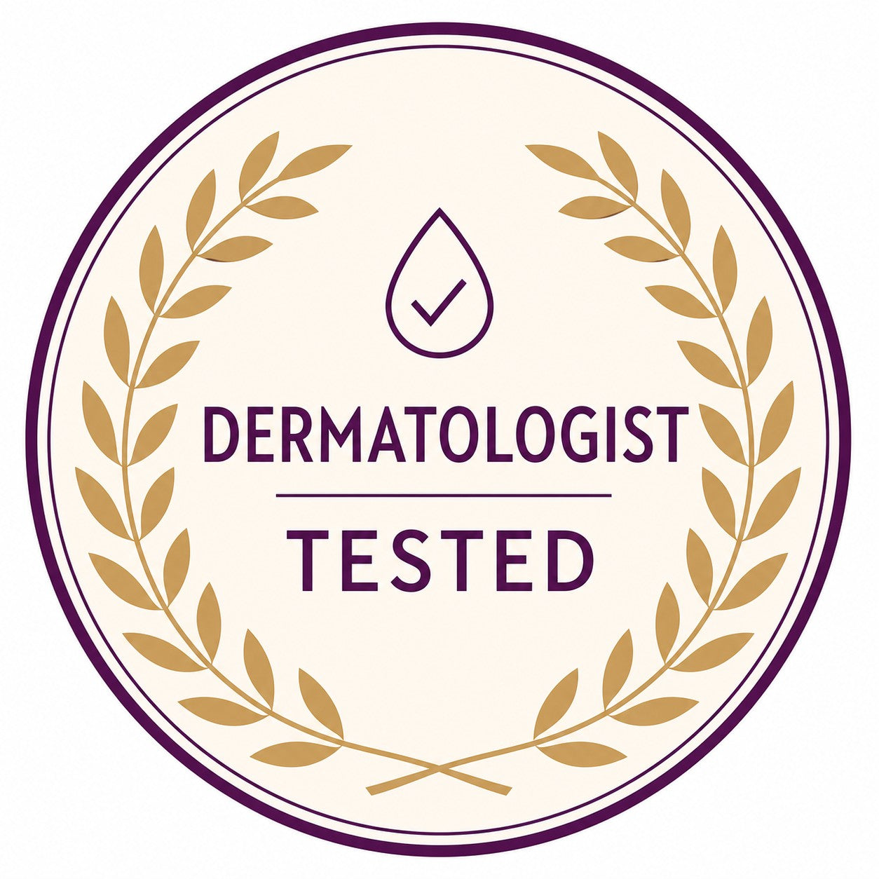 Dermatologist-tested badge graphic